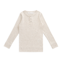 Organic Cotton Modal Long Sleeve Henley - Oatmeal Marle Childrens Top from Jamie Kay NZ