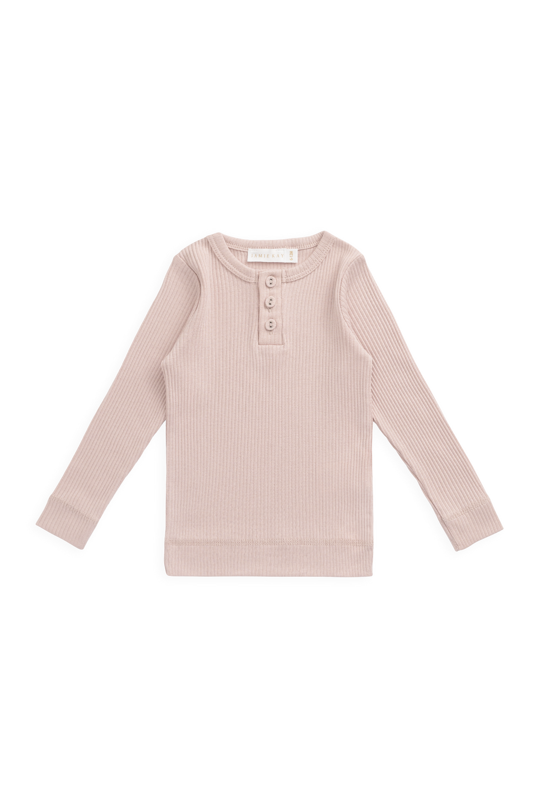 Organic Cotton Modal Long Sleeve Henley - Rose Smoke Childrens Top from Jamie Kay NZ