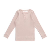 Organic Cotton Modal Long Sleeve Henley - Rose Smoke Childrens Top from Jamie Kay NZ