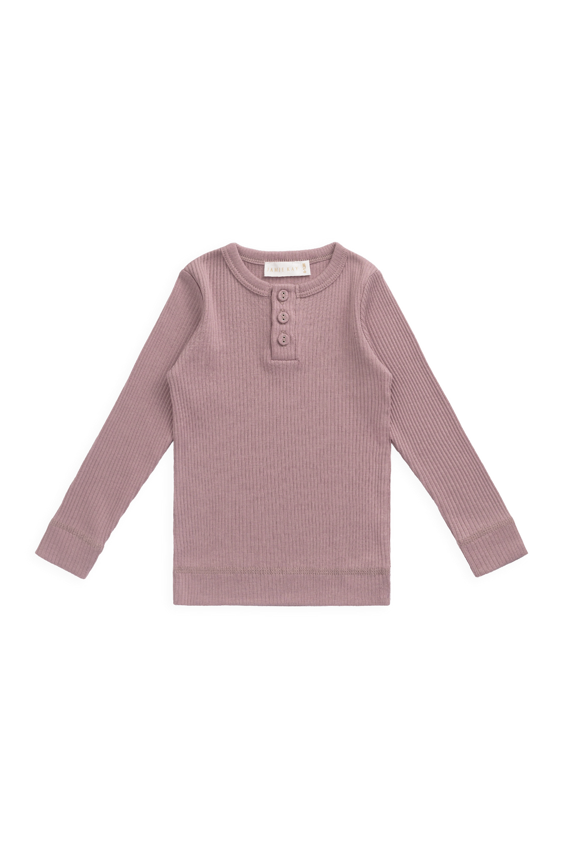 Organic Cotton Modal Long Sleeve Henley - Woodrose Childrens Top from Jamie Kay NZ