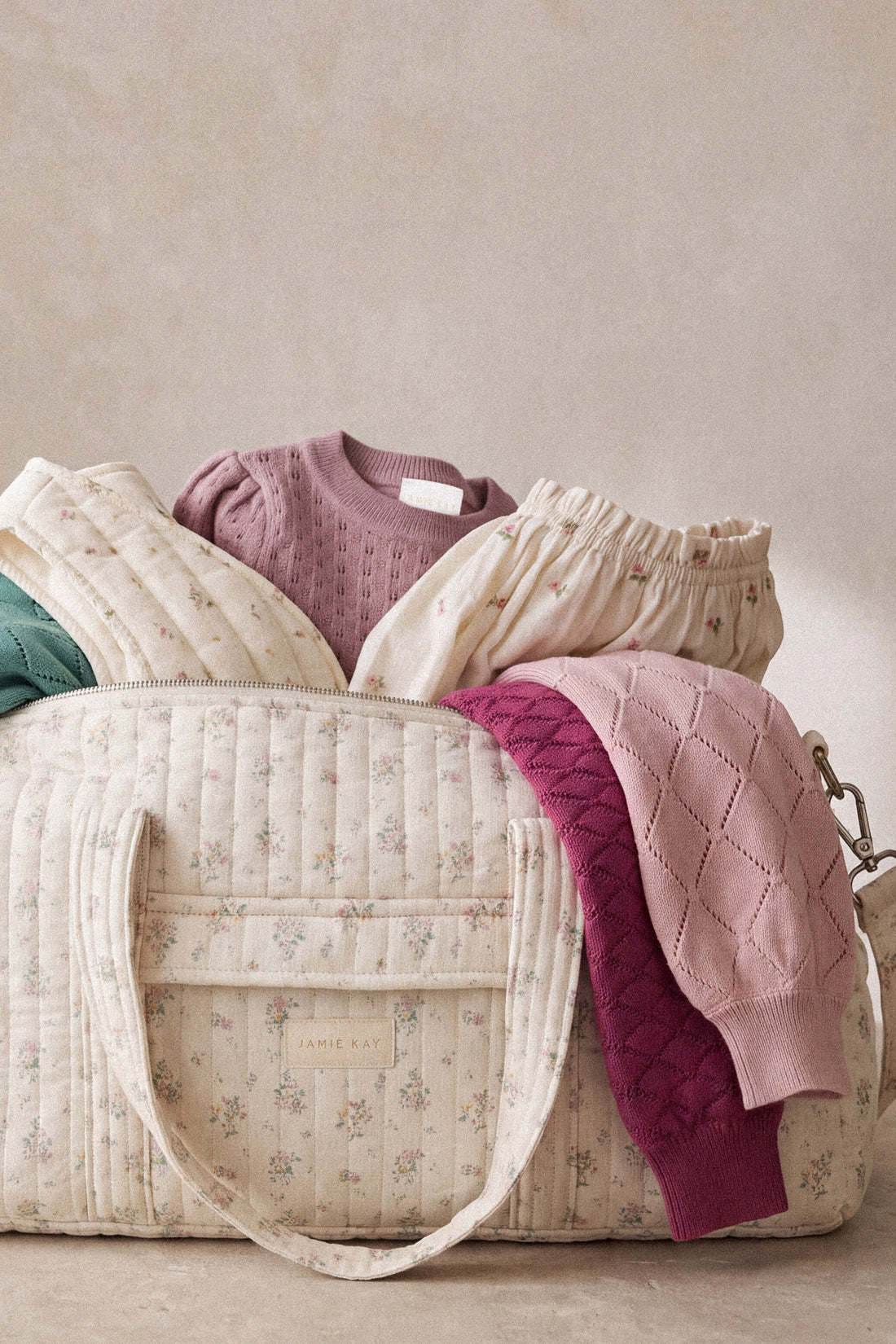 Adelaide Quilted Overnight Bag - Justine Orchid Childrens Bag from Jamie Kay NZ