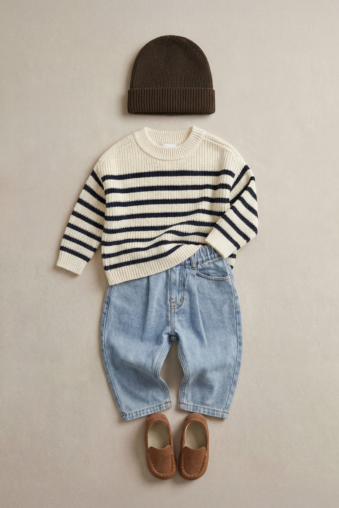 Lawrence Knit Jumper - Lawrence Stripe Cloud/Eclipse Childrens Jumper from Jamie Kay NZ
