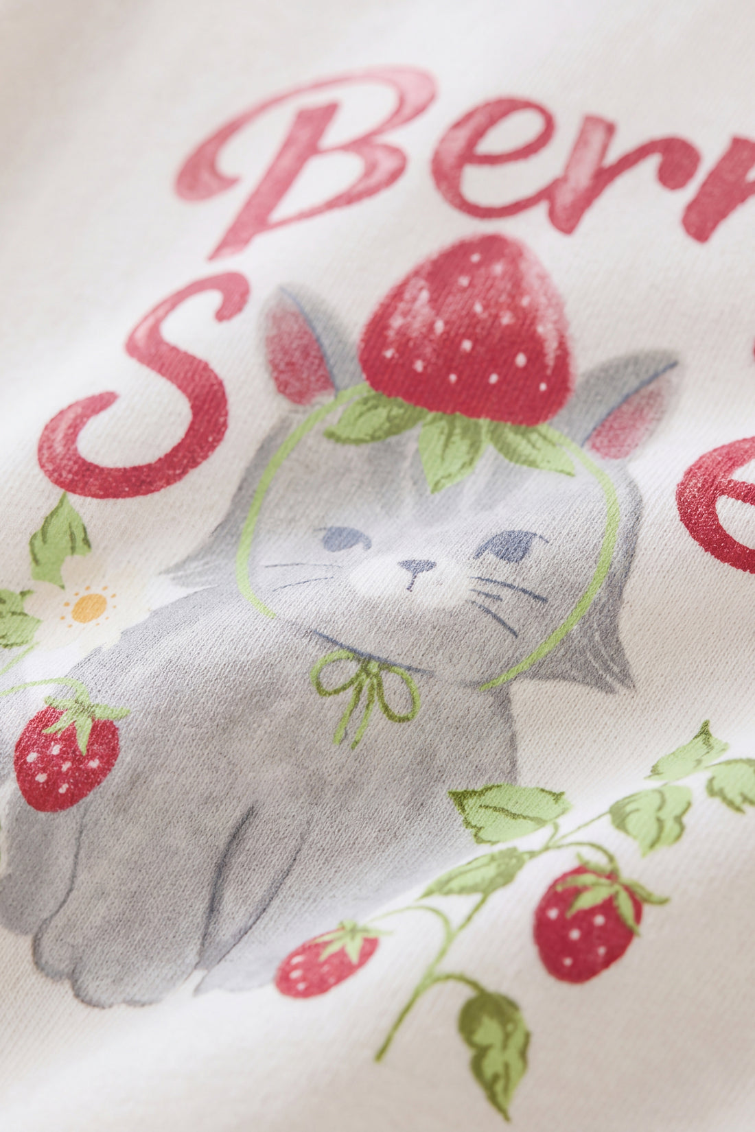 Organic Cotton Rhea Sweatshirt - Berry Cat Egret Childrens Sweatshirt from Jamie Kay NZ