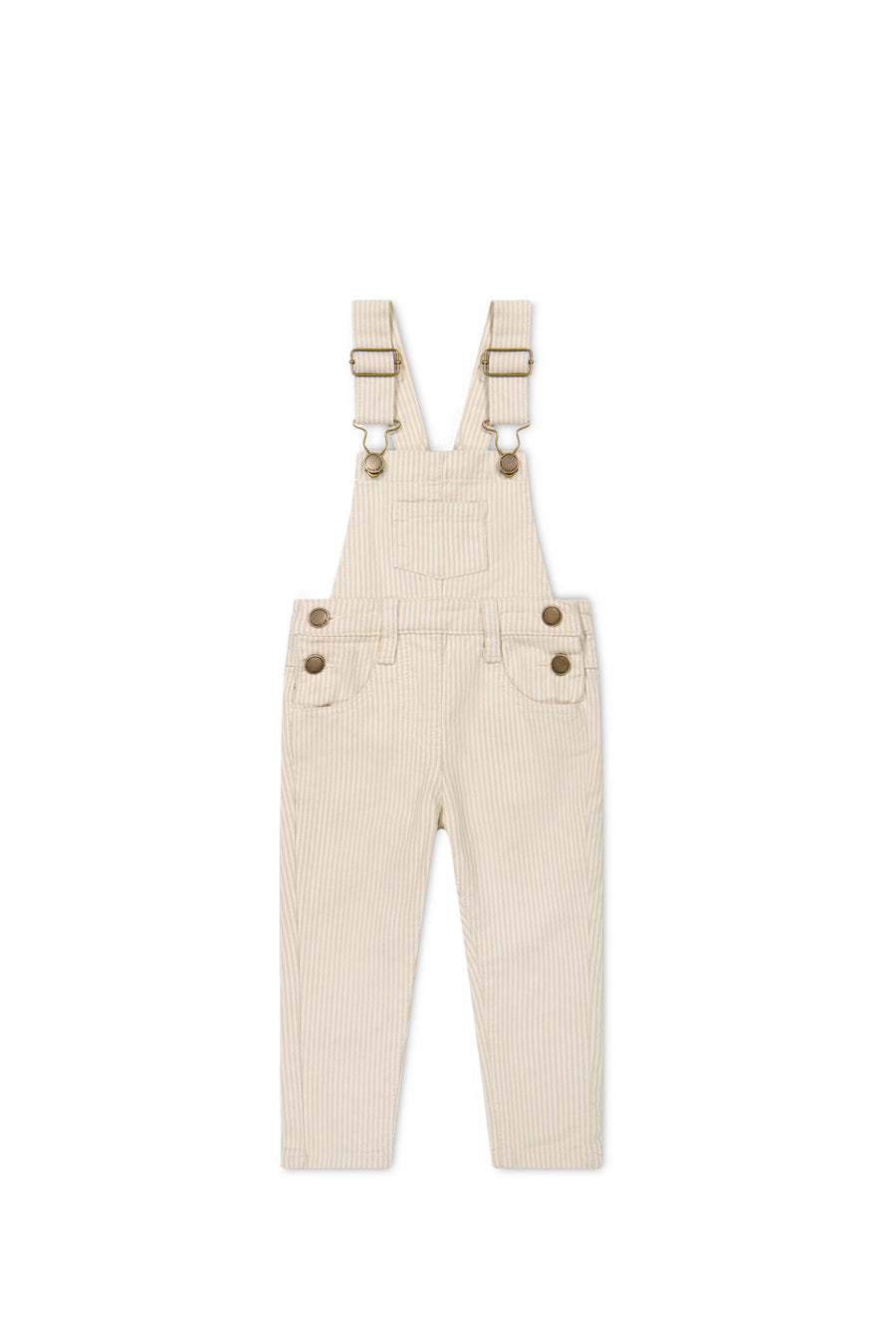 Jordie Overall - Fine Stripe Biscuit/Cloud Childrens Overall from Jamie Kay NZ