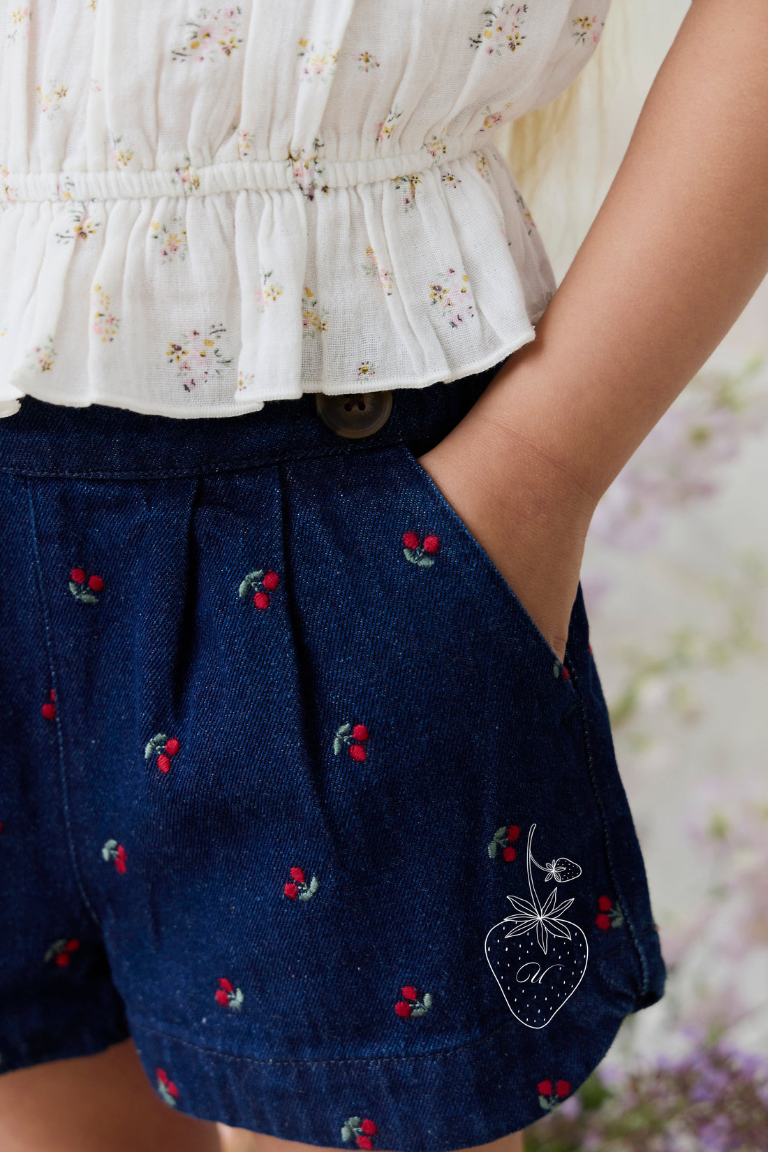 Jardine Short - Cerise Denim Childrens Short from Jamie Kay NZ