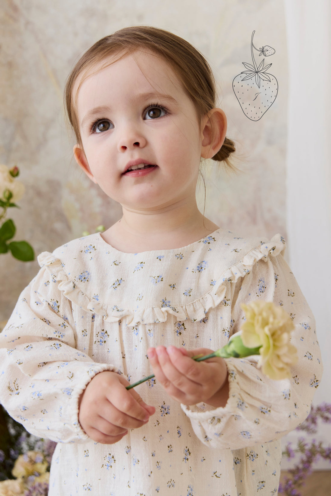 Organic Cotton Nathalie Blouse - Juniper Fields Blue Childrens Top from Jamie Kay NZ