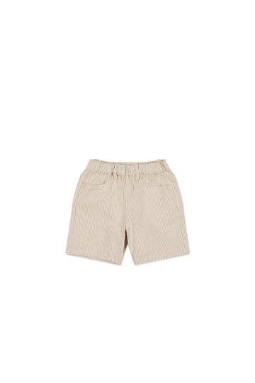 Kingsley Short - Fine Stripe Biscuit/Cloud Childrens Short from Jamie Kay NZ