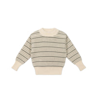 Leon Jumper - Harvest Stripe Moss/Cassava Childrens Jumper from Jamie Kay NZ