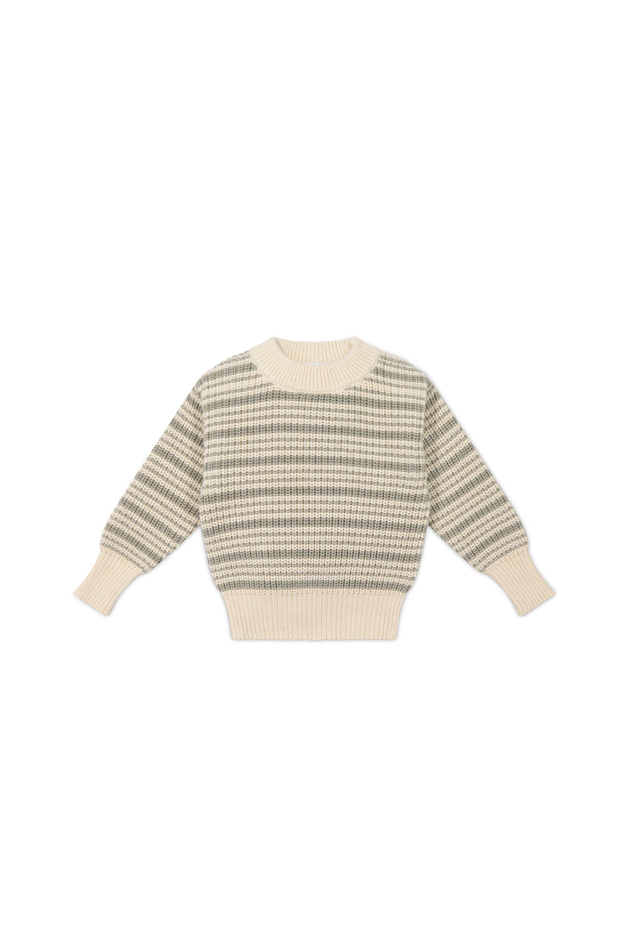 Leon Jumper - Harvest Stripe Moss/Cassava Childrens Jumper from Jamie Kay NZ