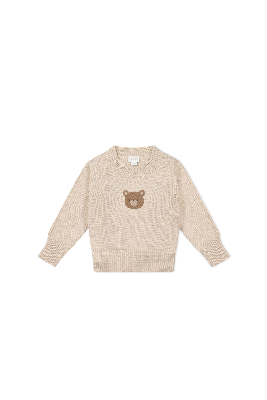 Leon Jumper - Oatmeal Marle Jacquard Bobbie Bear Childrens Jumper from Jamie Kay NZ