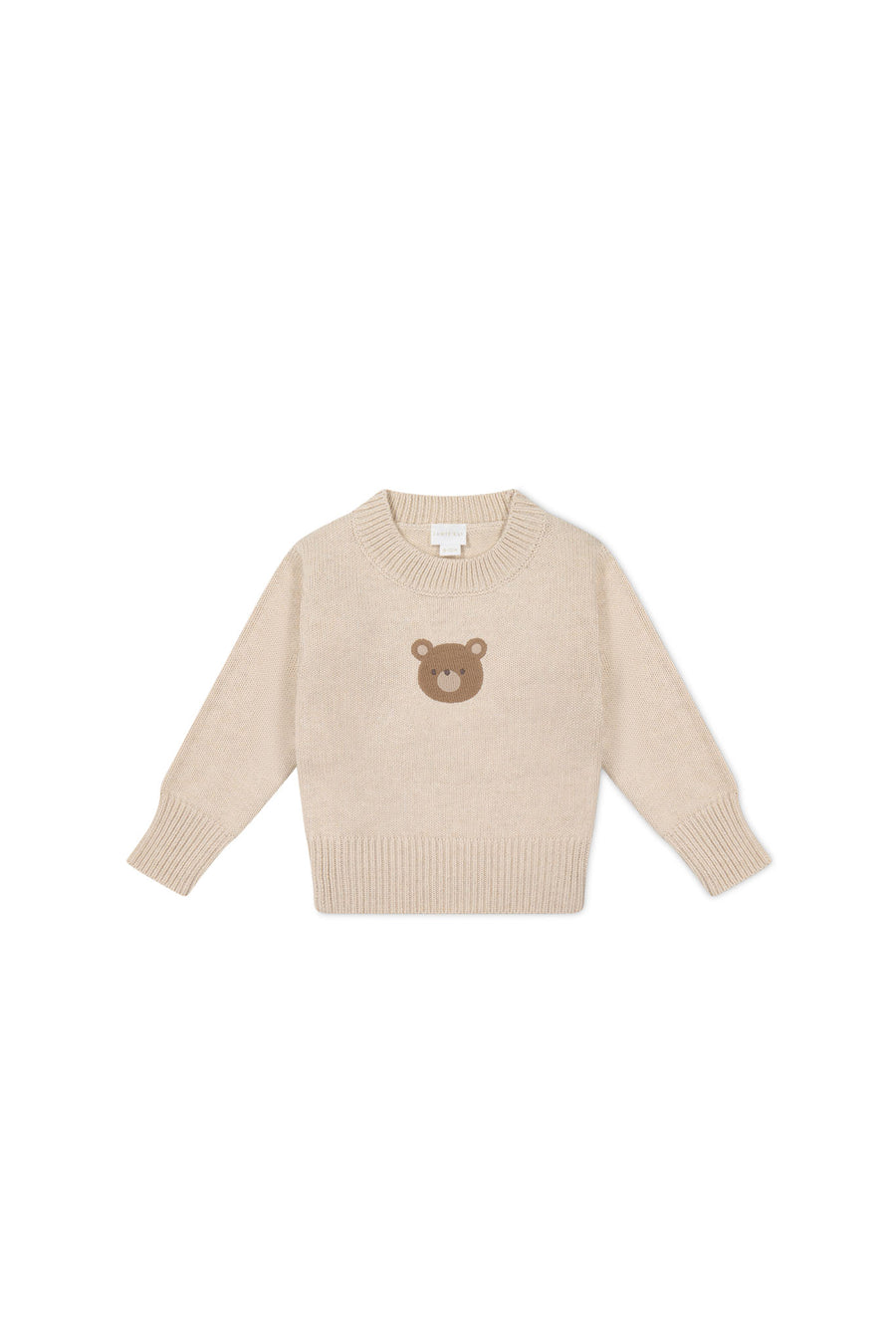 Leon Jumper - Oatmeal Marle Jacquard Bobbie Bear Childrens Jumper from Jamie Kay NZ