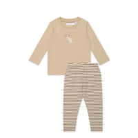 Long Sleeve Pyjama Set - Cashew/Narrow Stripe Sepia Childrens Pyjama from Jamie Kay NZ