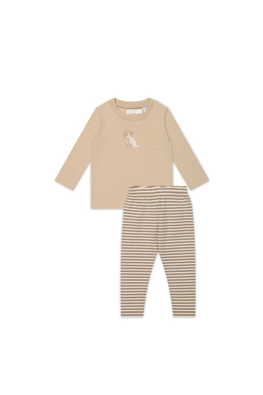 Long Sleeve Pyjama Set - Cashew/Narrow Stripe Sepia Childrens Pyjama from Jamie Kay NZ