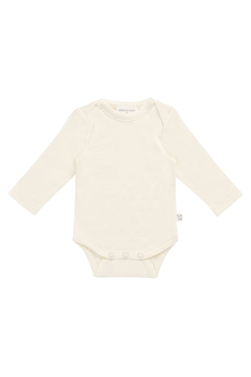 Merino Long Sleeve Envelope Bodysuit - Cloud Childrens Bodysuit from Jamie Kay NZ