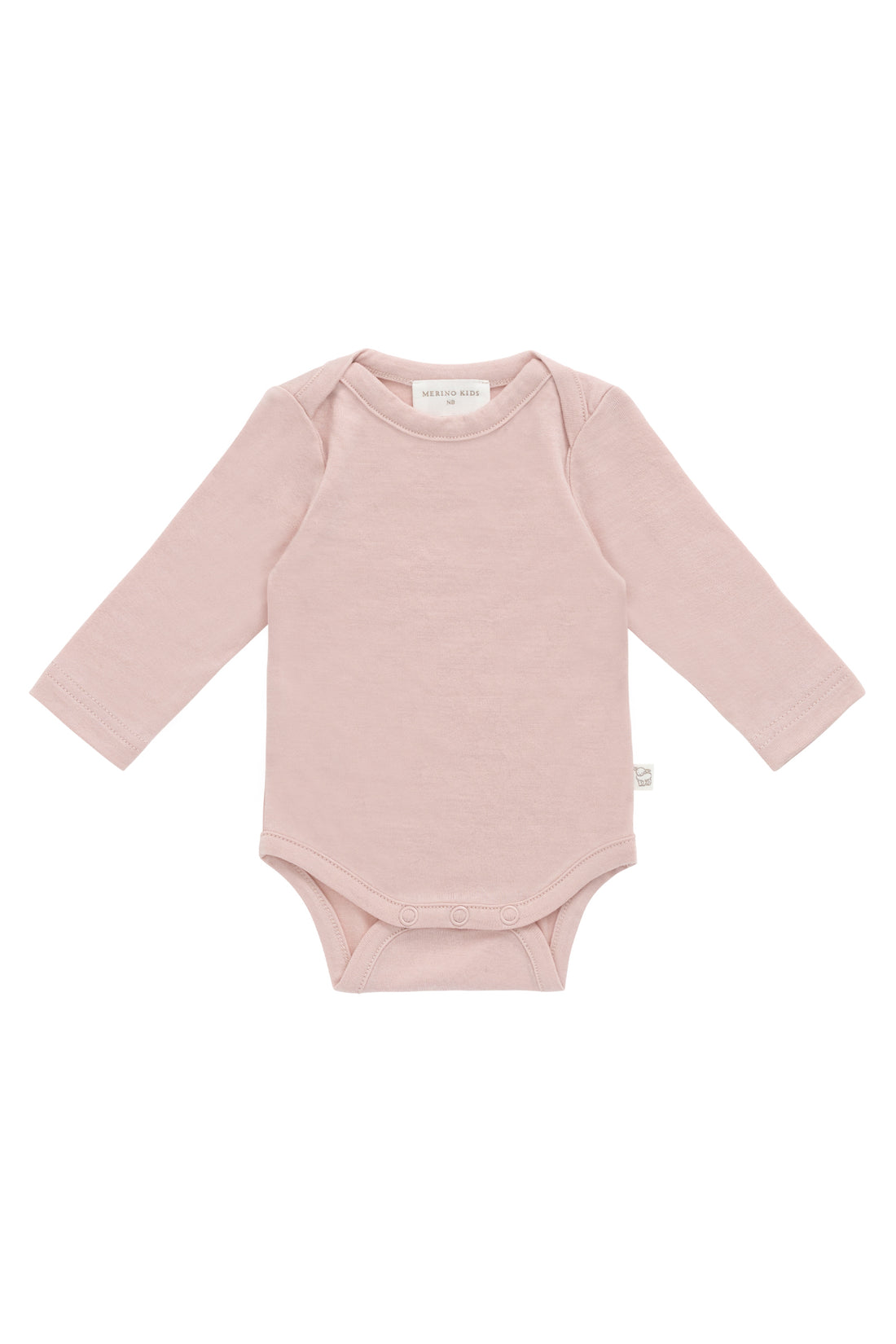 Merino Long Sleeve Envelope Bodysuit - Cloud Pink Childrens Bodysuit from Jamie Kay NZ