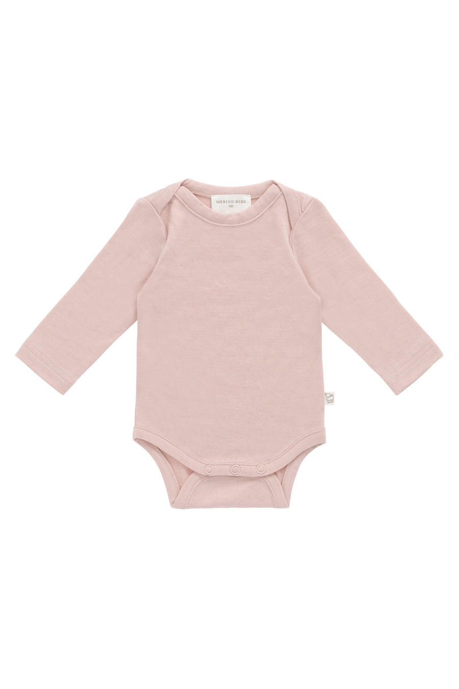 Merino Long Sleeve Envelope Bodysuit - Cloud Pink Childrens Bodysuit from Jamie Kay NZ