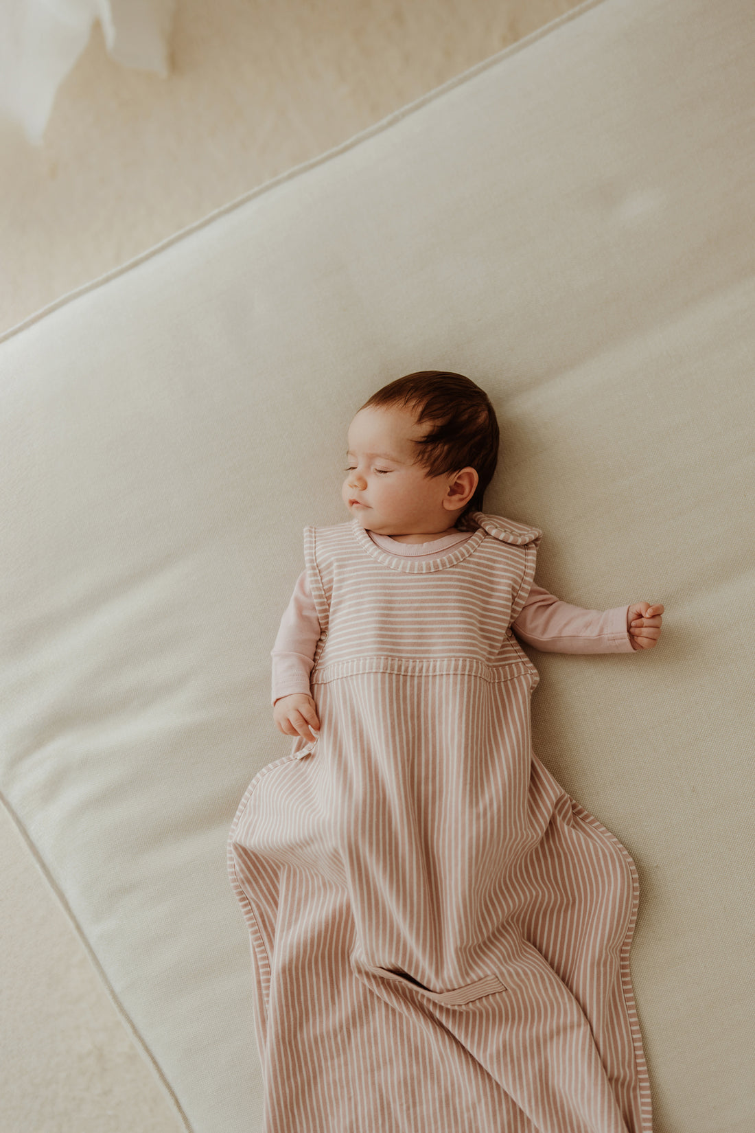 Merino Kids Go Go Bag - All Seasons - Misty Rose Stripe Childrens Sleeping Bag from Jamie Kay NZ