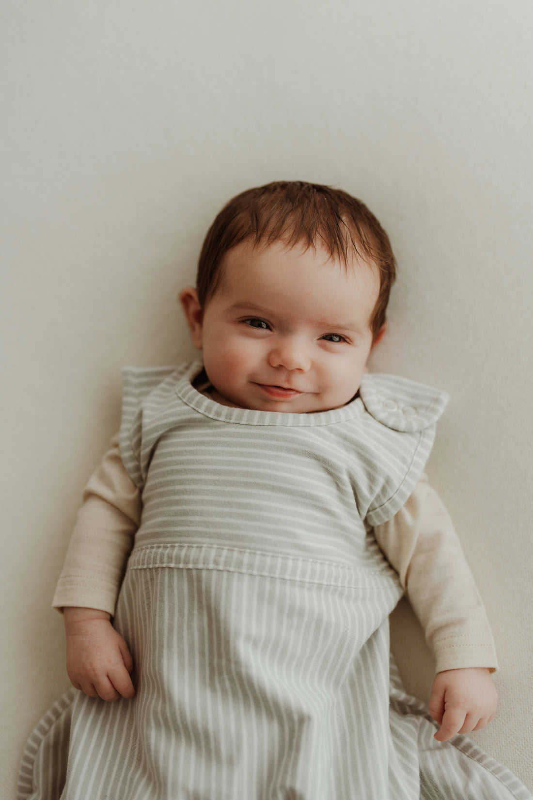 Merino Kids Go Go Bag - All Seasons - Turtle Dove Stripe Childrens Sleeping Bag from Jamie Kay NZ