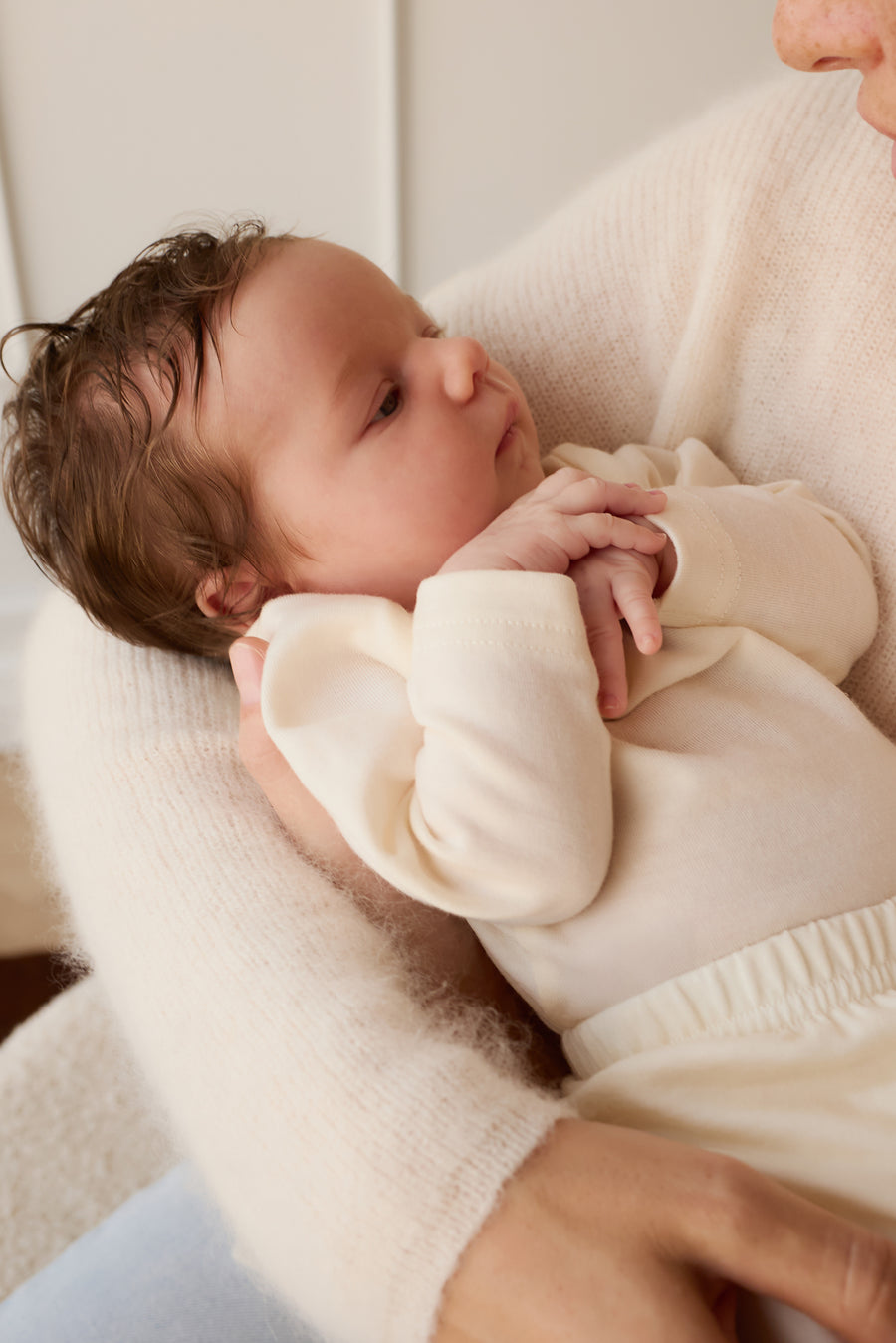 Merino Long Sleeve Envelope Bodysuit - Cloud Childrens Bodysuit from Jamie Kay NZ