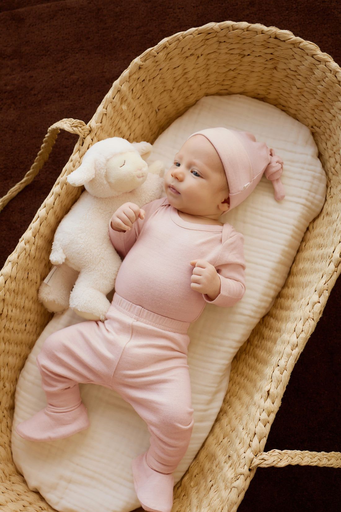 Merino Long Sleeve Envelope Bodysuit - Cloud Pink Childrens Bodysuit from Jamie Kay NZ