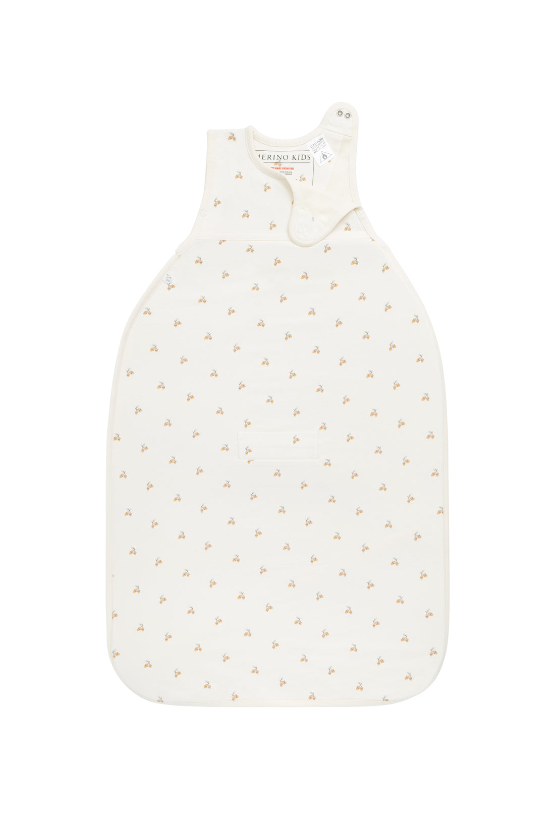 Merino Kids Go Go Bag All Seasons - Woodland Acorns White Childrens Sleeping Bag from Jamie Kay NZ