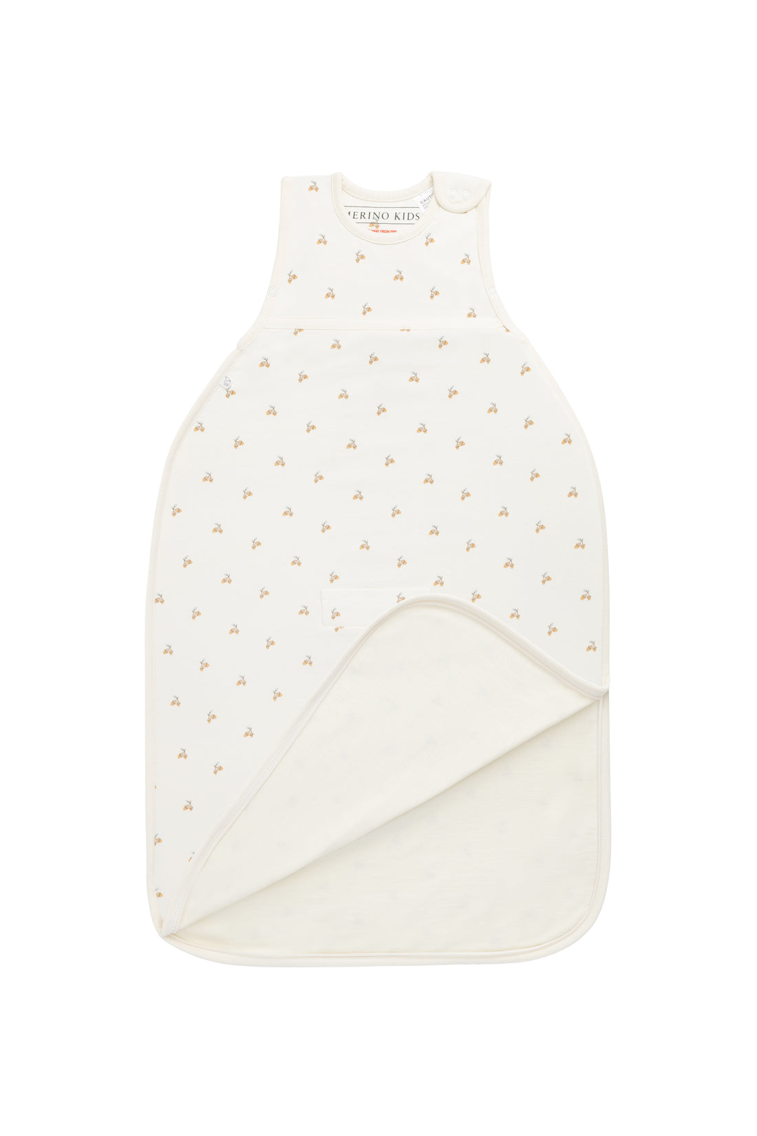Merino Kids Go Go Bag All Seasons - Woodland Acorns White Childrens Sleeping Bag from Jamie Kay NZ
