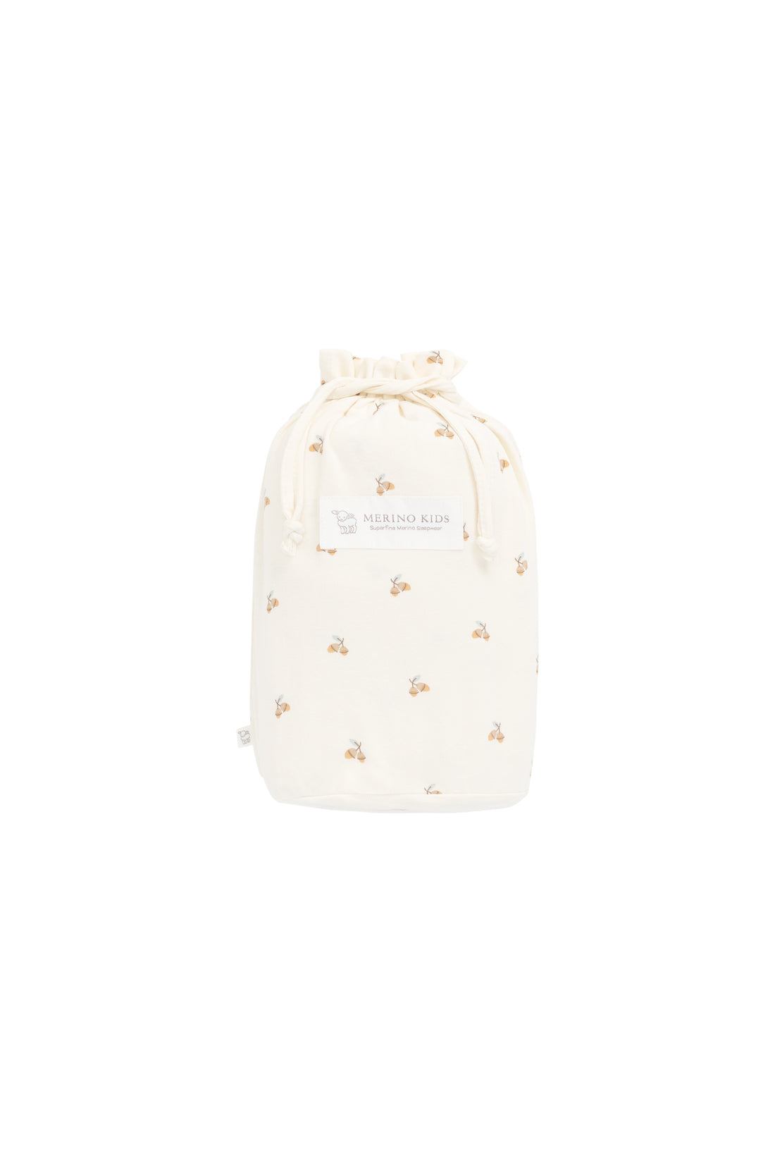 Merino Kids Go Go Bag All Seasons - Woodland Acorns White Childrens Sleeping Bag from Jamie Kay NZ