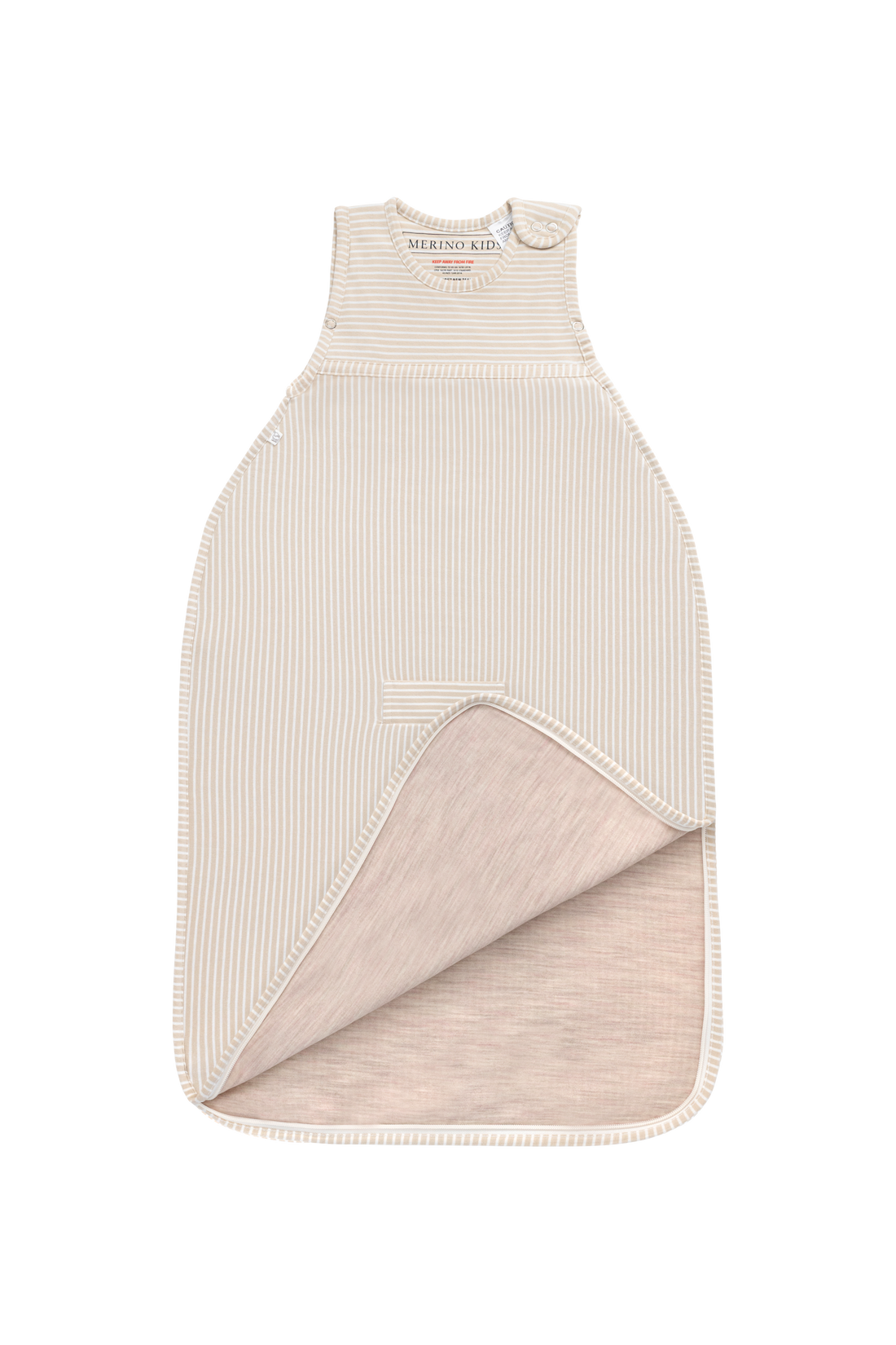 Merino Kids Go Go Bag All Season Merino - Sandstone Stripe Childrens Sleeping Bag from Jamie Kay NZ