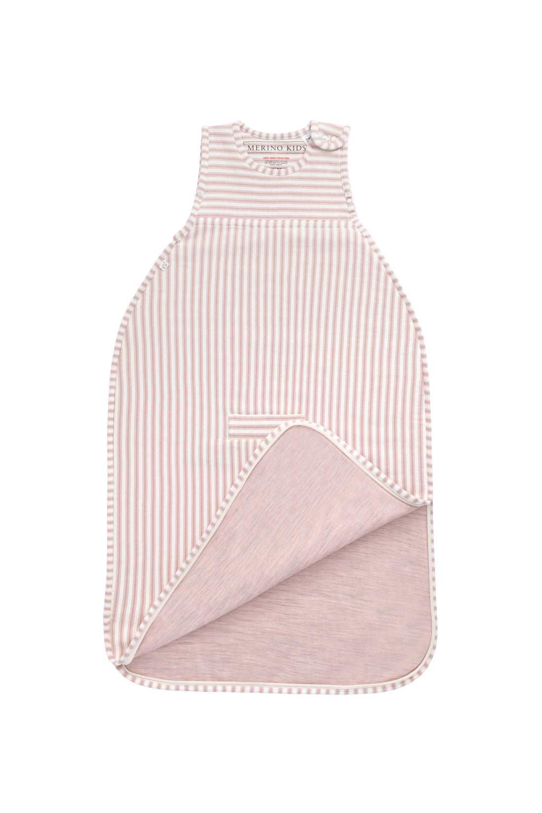 Merino Kids Go Go Bag - Duvet - Variegated Stripe Mauve Childrens Sleeping Bag from Jamie Kay NZ