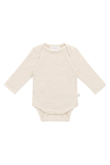 Merino Long Sleeve Envelope Bodysuit - Natural Childrens Bodysuit from Jamie Kay NZ