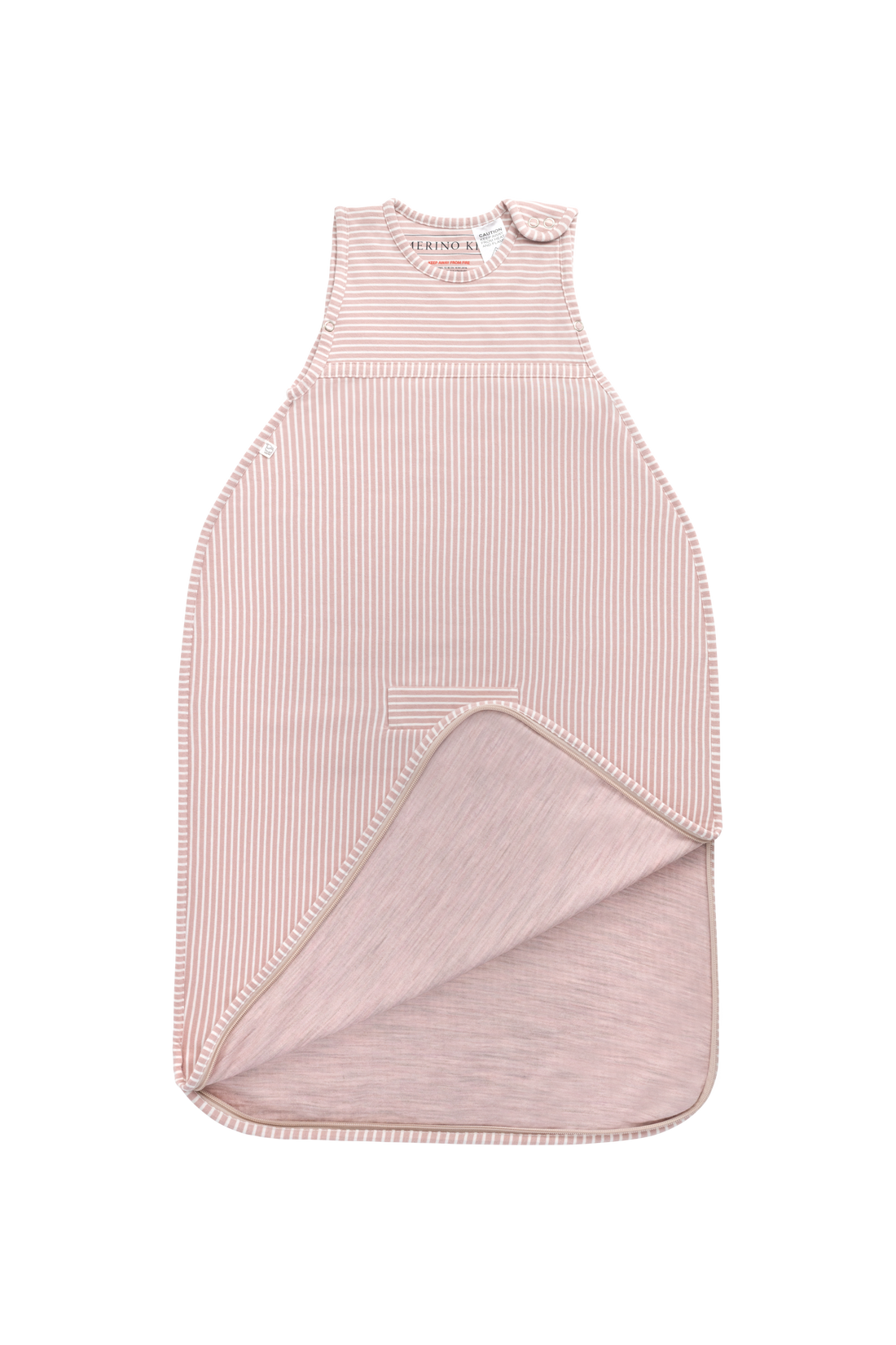 Merino Kids Go Go Bag - All Seasons - Misty Rose Stripe Childrens Sleeping Bag from Jamie Kay NZ