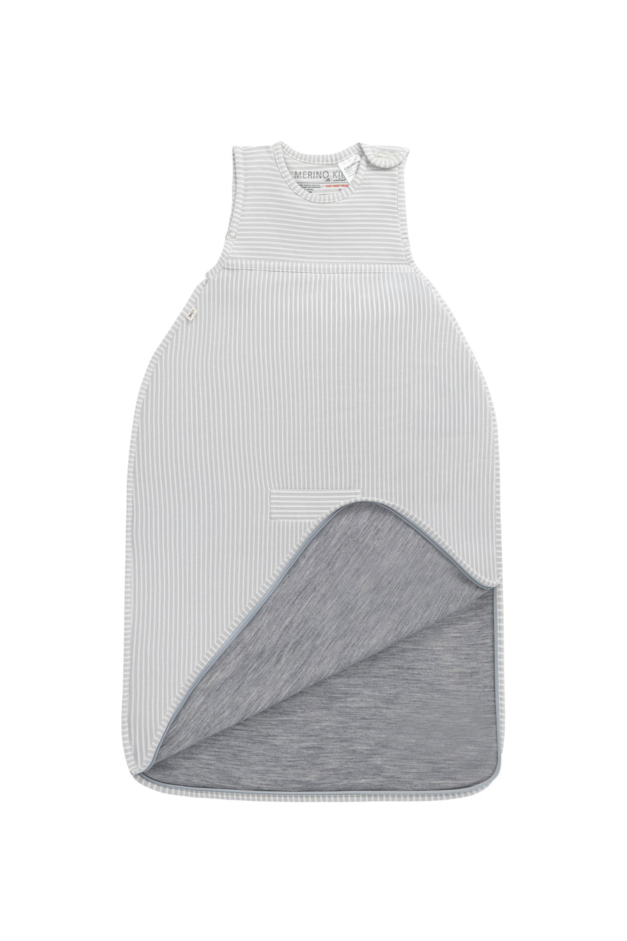 Merino Kids Go Go Bag - All Seasons - Turtle Dove Stripe Childrens Sleeping Bag from Jamie Kay NZ