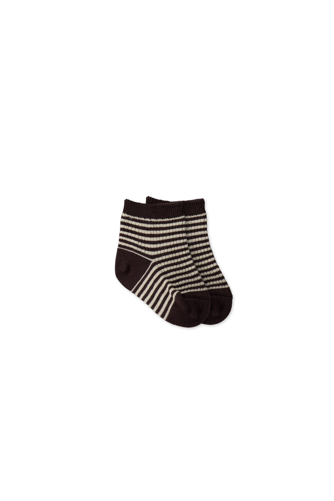 Narrow Stripe Crew Socks - Wolf/Soft Clay Childrens Sock from Jamie Kay NZ