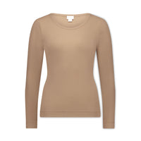 Organic Cotton Modal Womens Long Sleeve Top - Latte Childrens Womens Top from Jamie Kay NZ