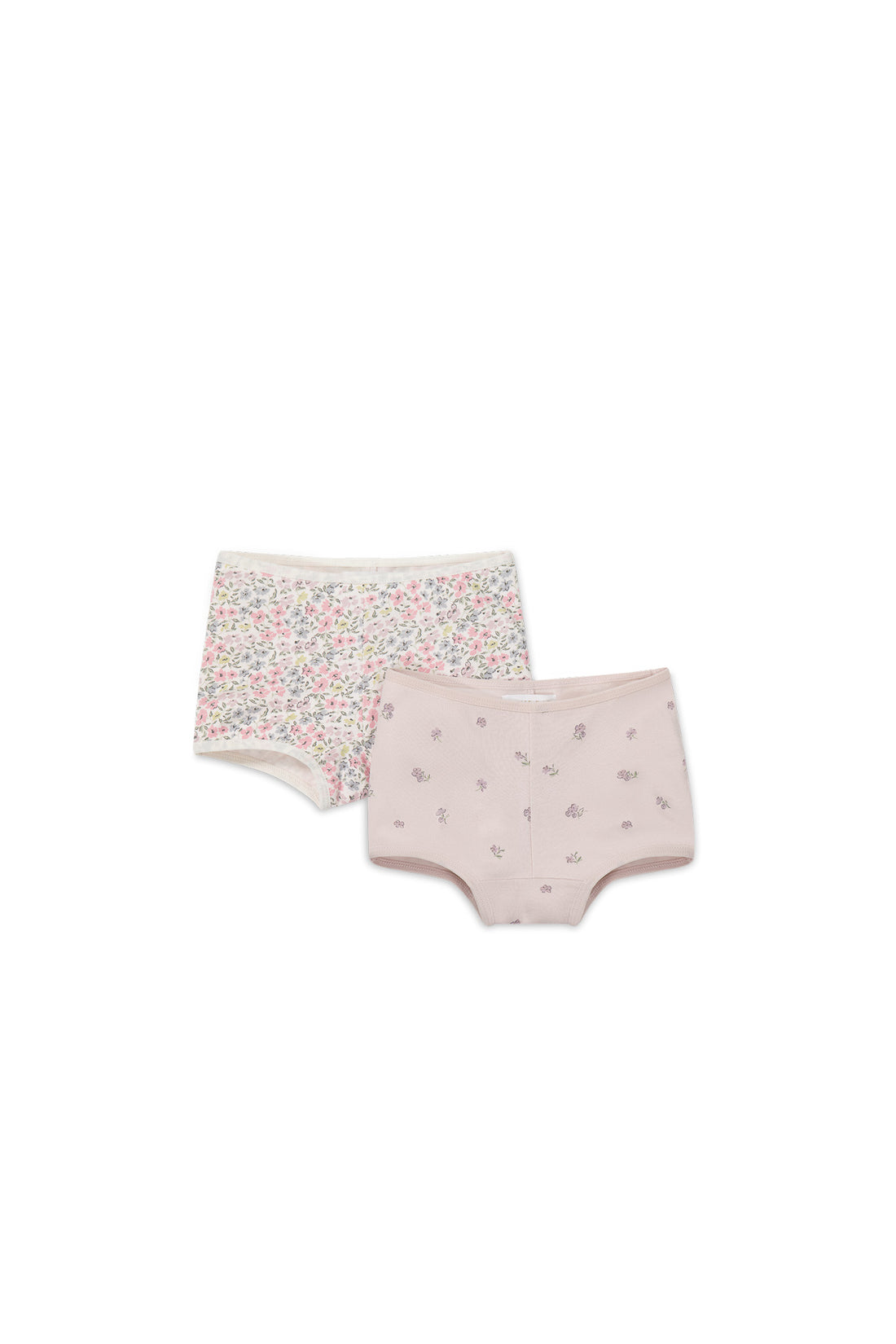 Organic Cotton 2PK Girls Shortie - Fifi Floral/Meredith Violet Childrens Underwear from Jamie Kay NZ