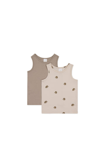 Organic Cotton 2PK Tank Top - Mouse/Henry Hedgehog Shell Childrens Underwear from Jamie Kay NZ