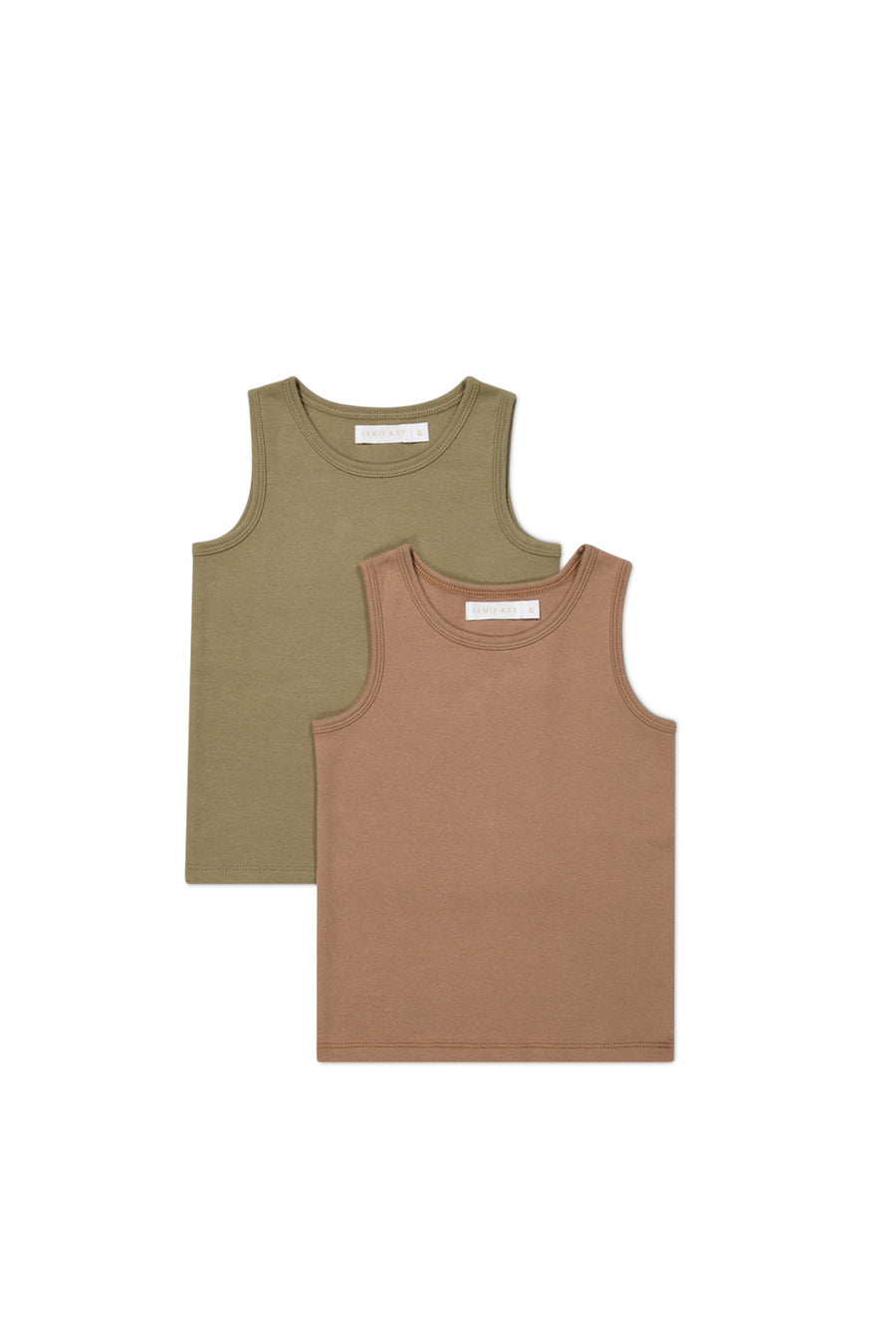 Organic Cotton 2pk Tank Top - Spiced/Oak Childrens Underwear from Jamie Kay NZ