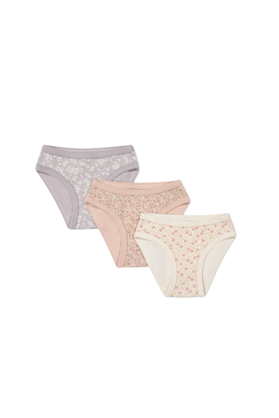 Organic Cotton 3PK Girls Brief - Amber Rose/Emmy Egret/Sadie Luna Childrens Underwear from Jamie Kay NZ