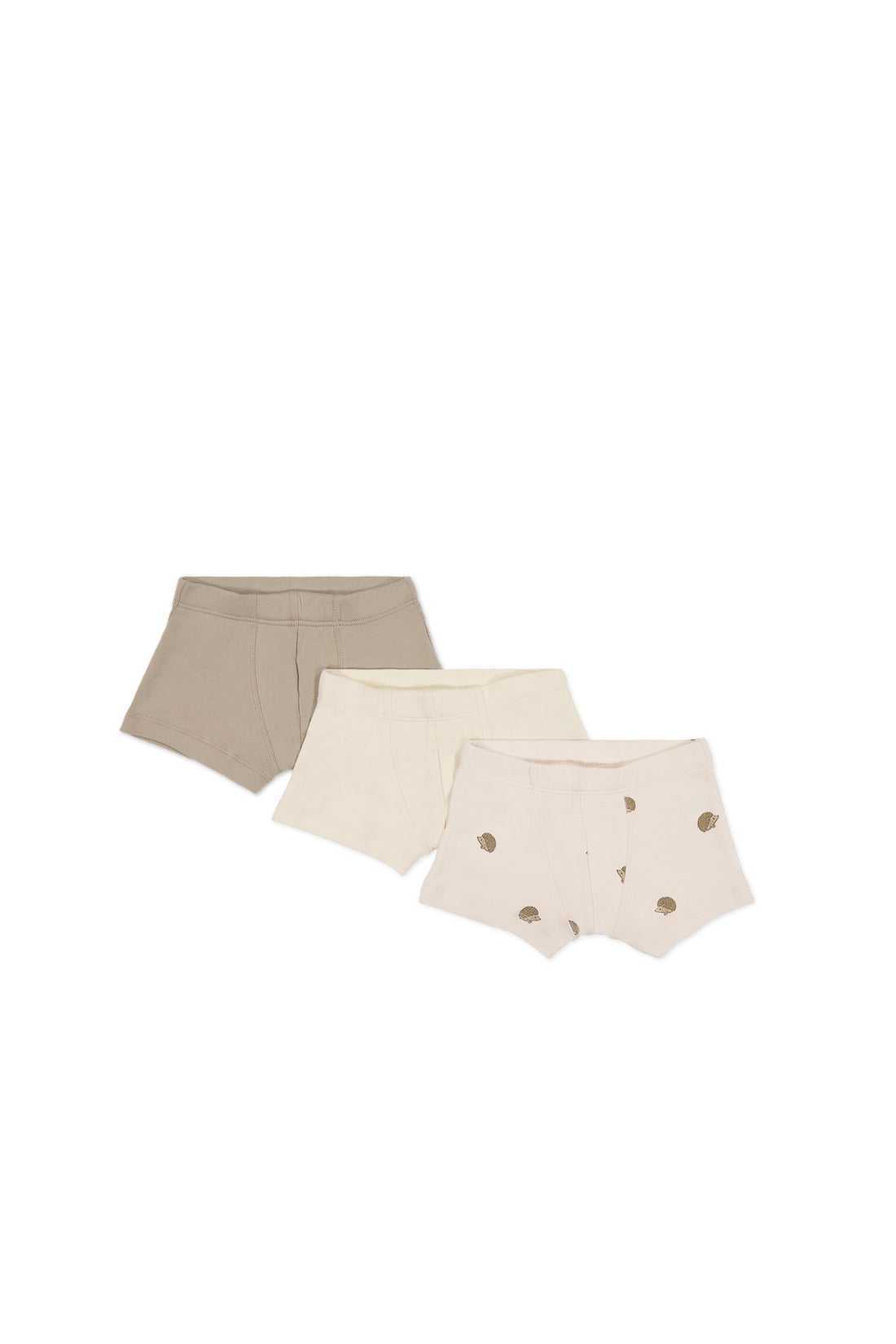 Organic Cotton 3PK Trunk - Soft Clay/Mouse/Henry Hedgehog Shell Childrens Underwear from Jamie Kay NZ