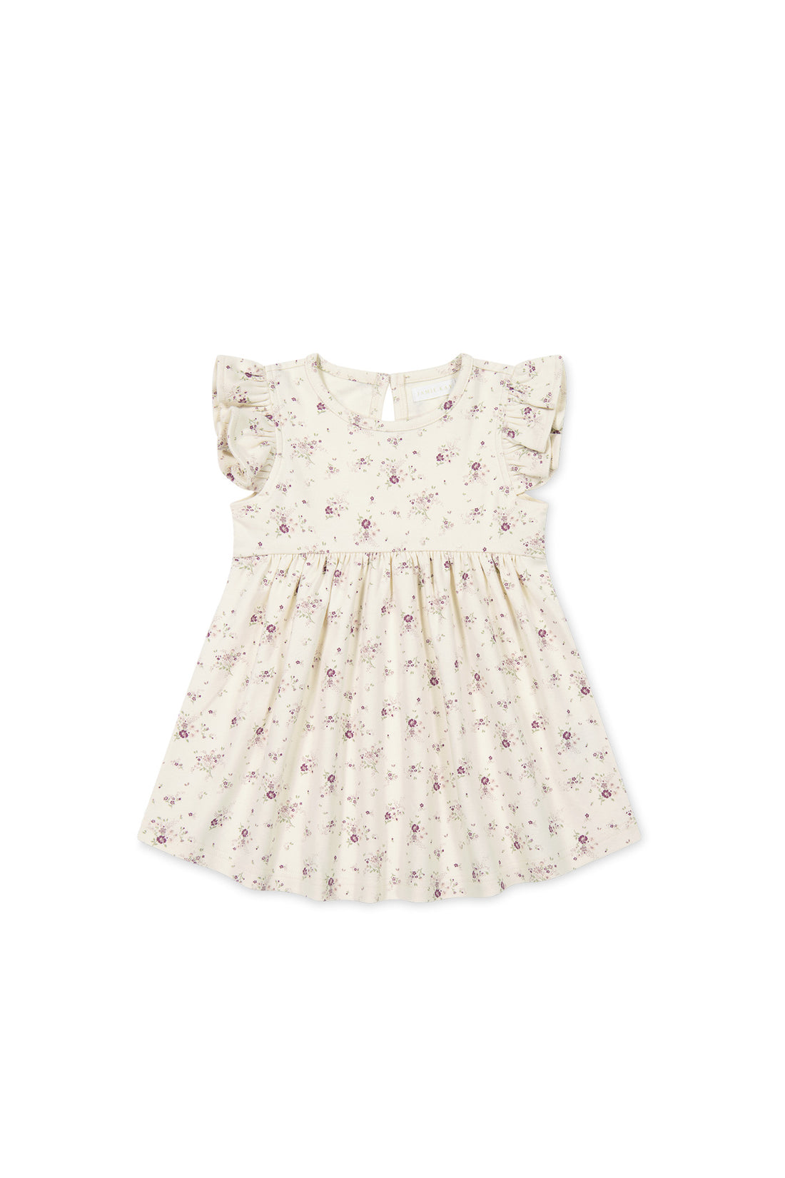 Organic Cotton Ada Dress - Sweet William Floral Natural Childrens Dress from Jamie Kay NZ