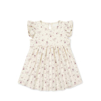 Organic Cotton Ada Dress - Sweet William Floral Natural Childrens Dress from Jamie Kay NZ