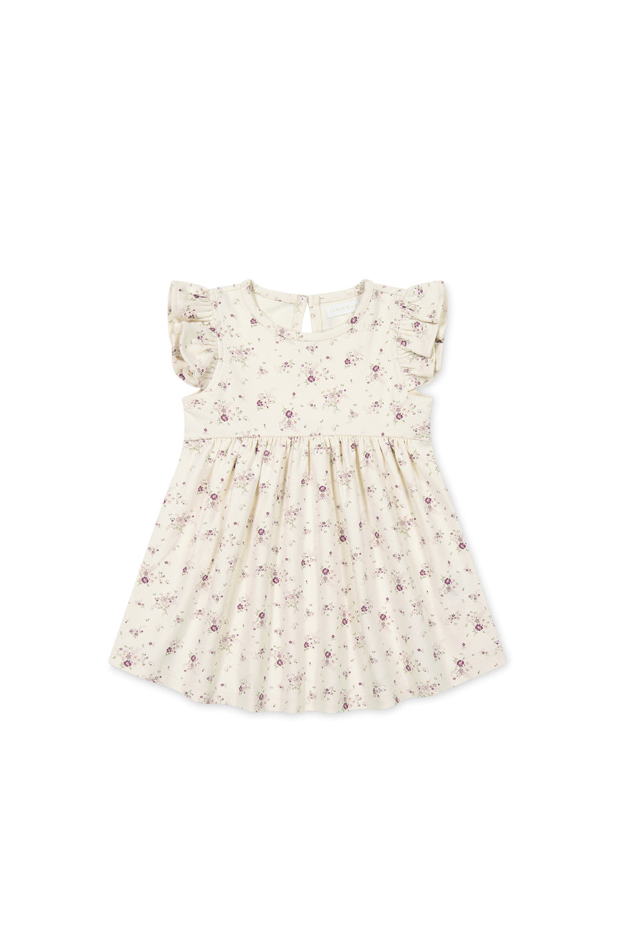 Organic Cotton Ada Dress - Sweet William Floral Natural Childrens Dress from Jamie Kay NZ