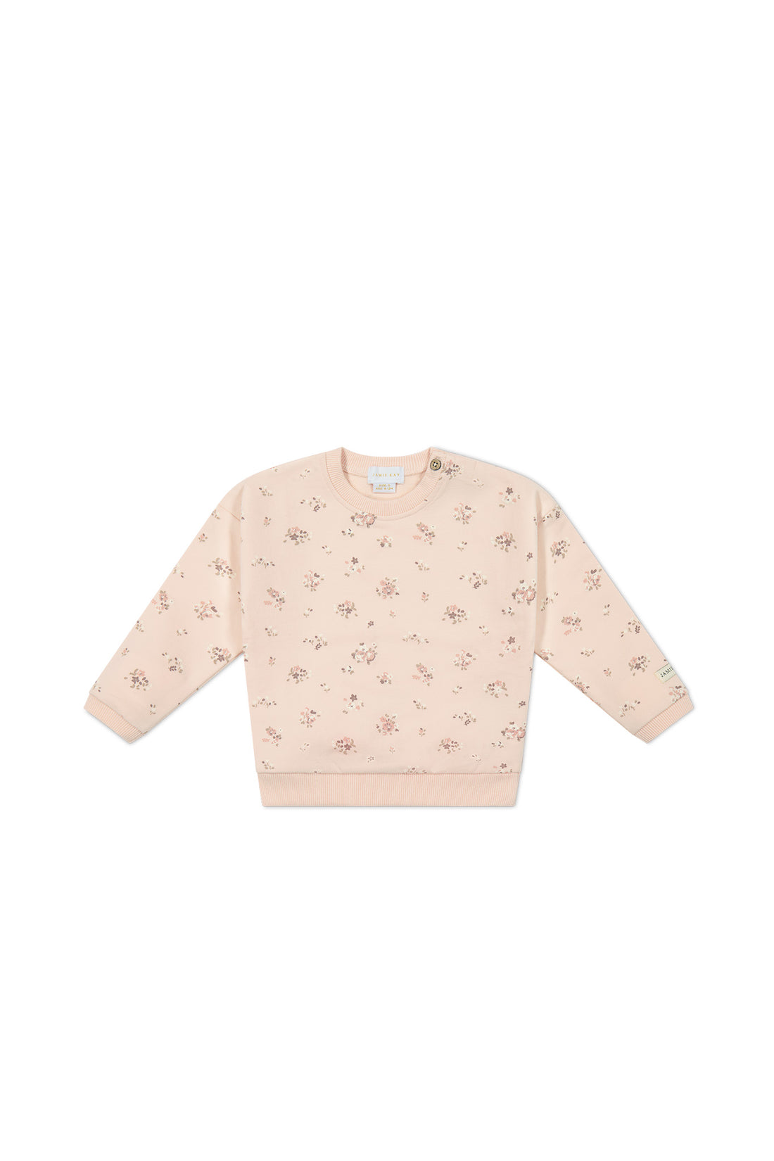 Organic Cotton Bobbie Sweatshirt - Petite Fleur Soft Peony Childrens Top from Jamie Kay NZ