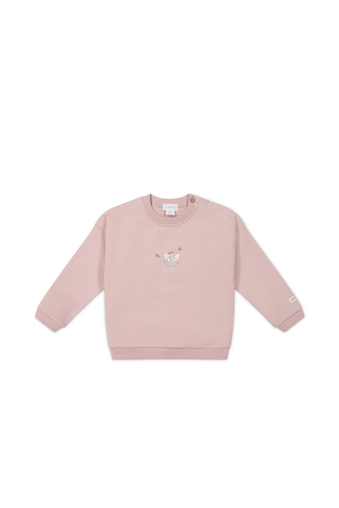 Organic Cotton Bobbie Sweatshirt - Shell Pink Fairy Childrens Top from Jamie Kay NZ