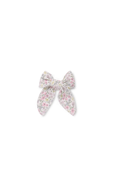 Organic Cotton Bow - Fifi Mini Slightly Pink Childrens Hair Bow from Jamie Kay NZ