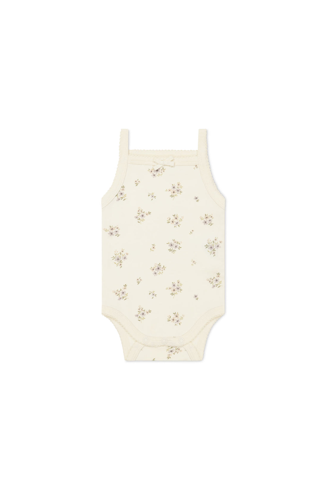 Organic Cotton Bridget Singlet Bodysuit - Goldie Bouquet Egret Childrens Bodysuit from Jamie Kay NZ