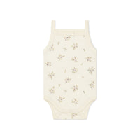 Organic Cotton Bridget Singlet Bodysuit - Goldie Bouquet Egret Childrens Bodysuit from Jamie Kay NZ