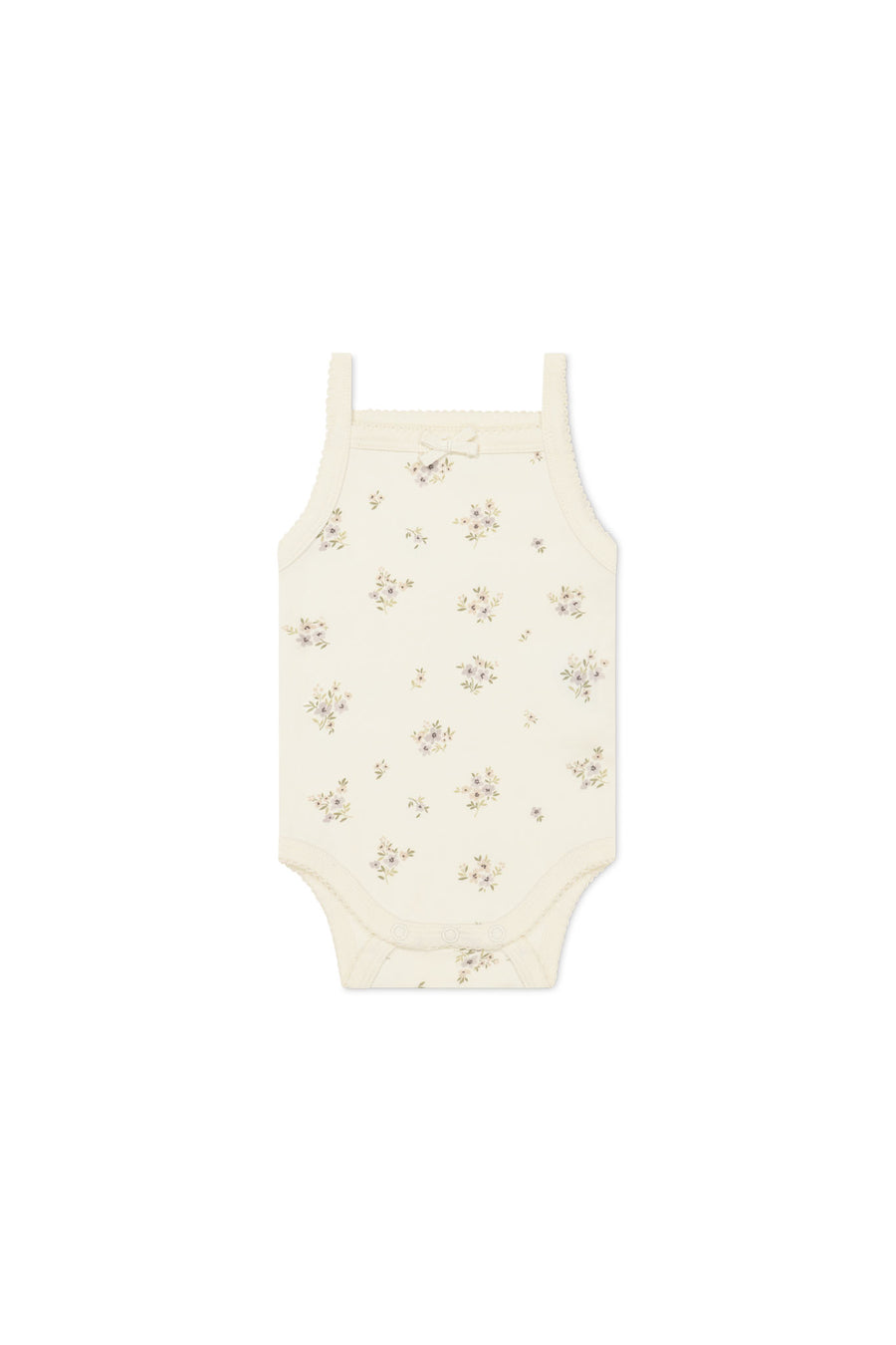 Organic Cotton Bridget Singlet Bodysuit - Goldie Bouquet Egret Childrens Bodysuit from Jamie Kay NZ