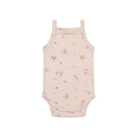 Organic Cotton Bridget Singlet Bodysuit - Petite Fleur Soft Peony Childrens Bodysuit from Jamie Kay NZ