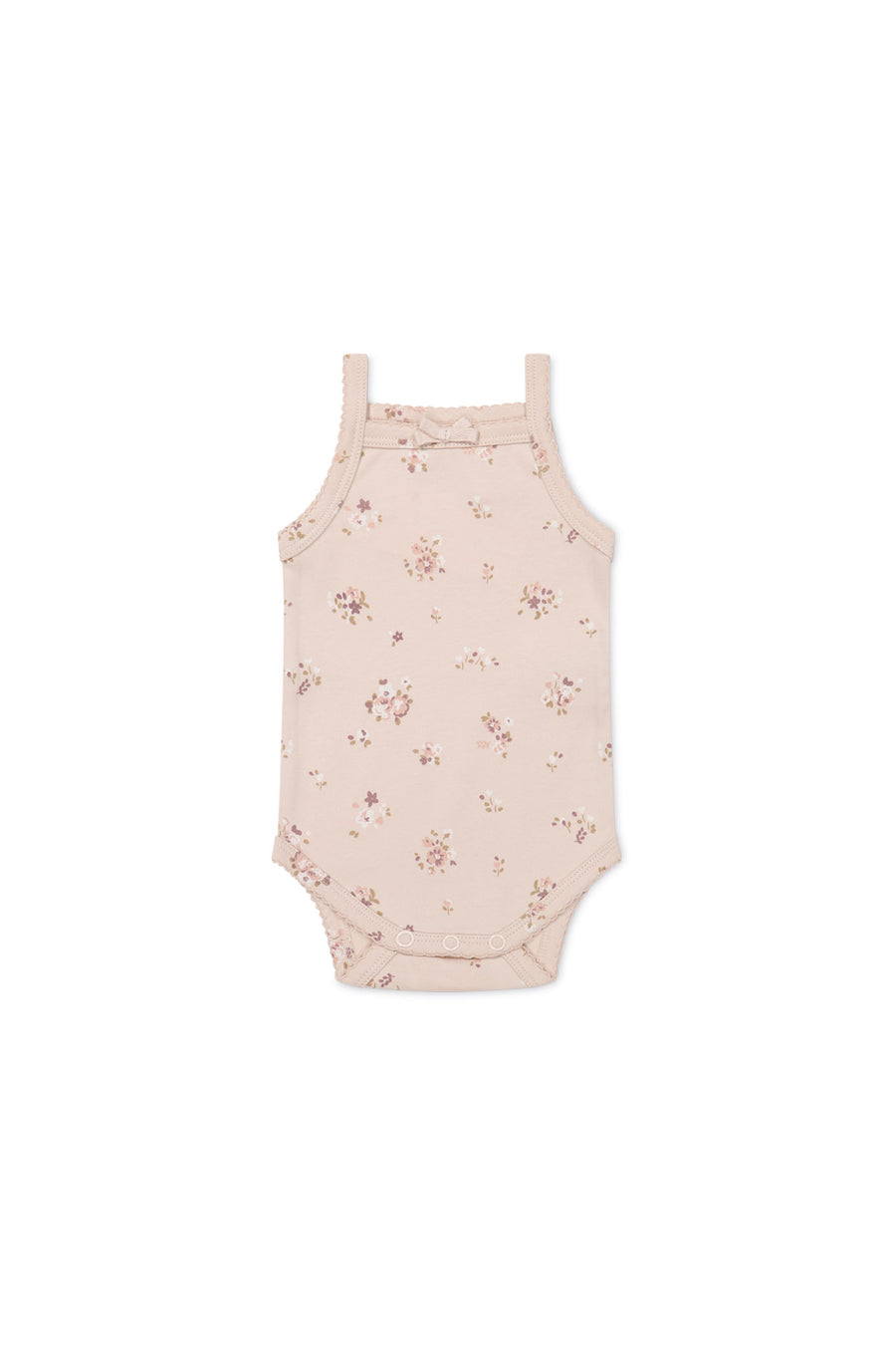 Organic Cotton Bridget Singlet Bodysuit - Petite Fleur Soft Peony Childrens Bodysuit from Jamie Kay NZ